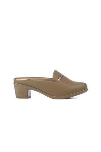 حذاء كعب متوسط طبي مفتوح من الخلف بكعب منفصل وبدون...