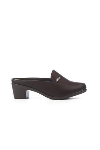 حذاء كعب متوسط طبي مفتوح من الخلف بكعب منفصل وبدون...