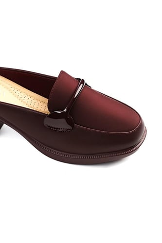 حذاء كعب متوسط طبي مفتوح من الخلف بكعب منفصل بدون...