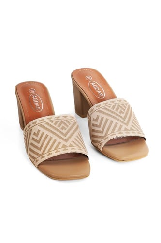 حذاء صيفي طبي أنيق سليبر كعب عالِ بمقدمة قماشية مز...