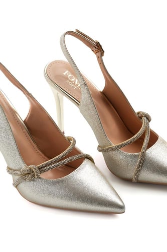 حذاء كلاسيكي سهرة أنيق بمقدمة مدببة مزينة بأحجار ل...