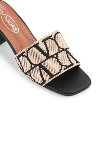 حذاء صيفي طبي أنيق سليبر كعب عالِ بمقدمة قماشية مز...