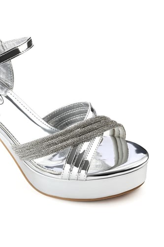 حذاء كلاسيكي سهرة مفتوح يشكل X مرصع بأحجار لامعة و...