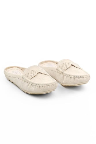 حذاء فلات طبي نسائي مفتوح من الخلف مزين بشريط جلدي...