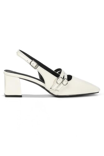 حذاء كلاسيكي بتصميم جلد لامع ومقدمة عريضة بكعب كتل...