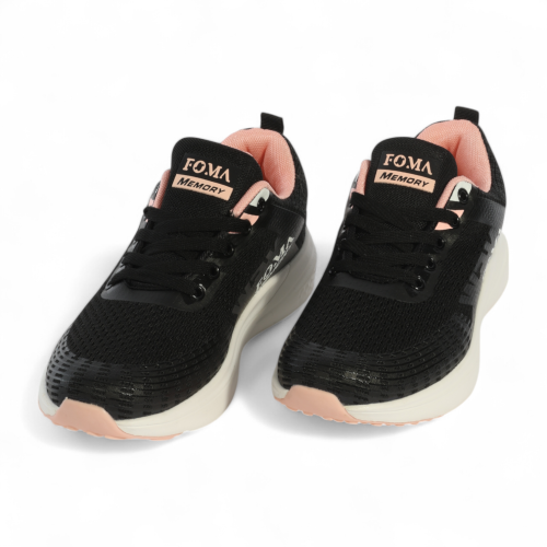 حذاء رياضي كاجوال نسائي مع رباط بمقدمة مخططة من لو...