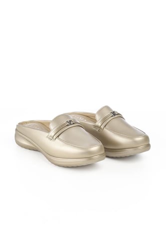 حذاء كعب متوسط طبي مفتوح من الخلف بدون لمعة يتوسطه...