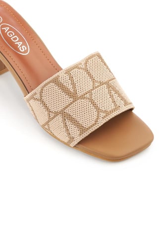 حذاء صيفي طبي أنيق سليبر كعب عالِ بمقدمة قماشية مز...