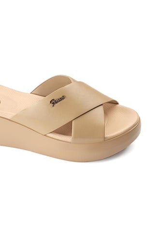 حذاء طبي كعب مفتوح بمقدمة جلدية بشكل X مزينة بقطعة...