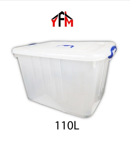 صندوق تخزين بلاستيك شفاف 110 لتر المقاس من الاعلى...