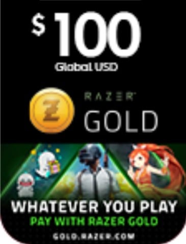 بطاقه ريزر الذهبيه عالمي 100 دولار