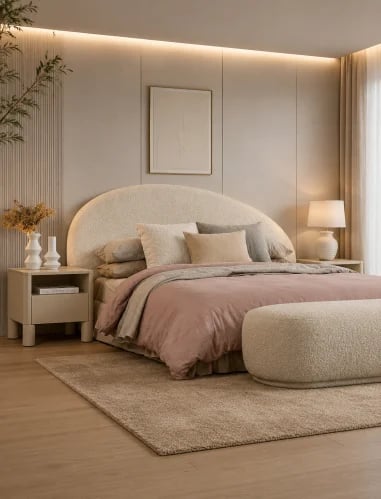 Tide bed with headboard - beige