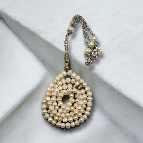 سبحه حجر لؤلؤ زراعي طبيعي ٩٩ خرزة