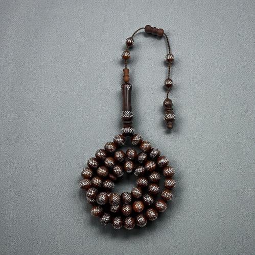 سبحه خشب كوك مطعمه بالفضه