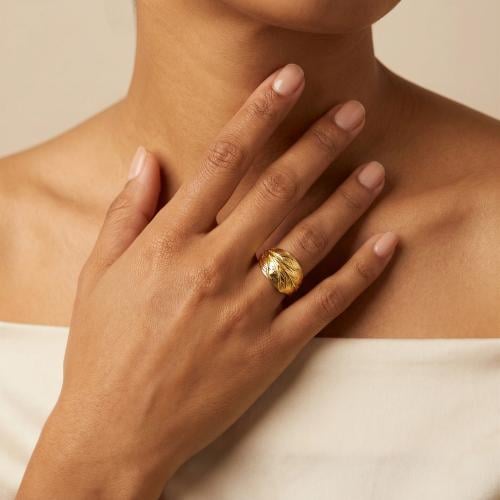 خاتم القبة المورّقة الذهبي | Canopy Dome Ring