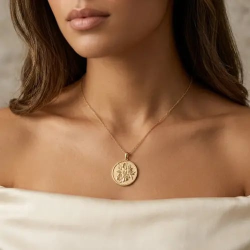 قلادة ميدالية الزهور الذهبية | Bloom Medallion