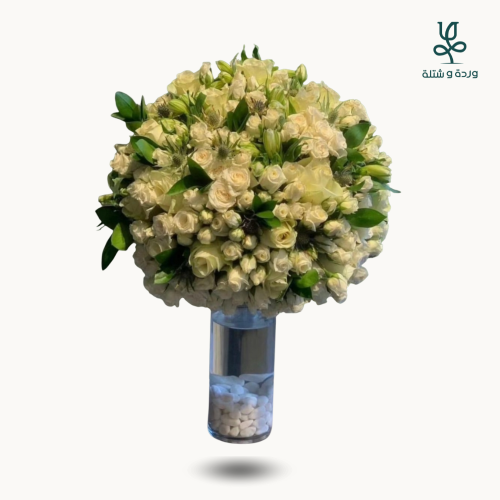 فازة ورد طبيعي مكس روز ابيض