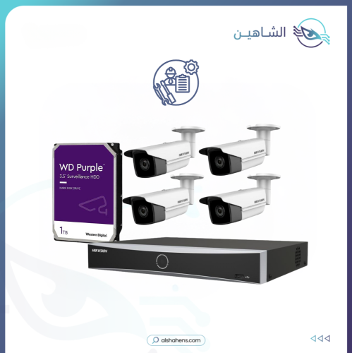 عدد 4 كاميرات شبكية 8 ميجـا IP - خارجية 60 متر مع...