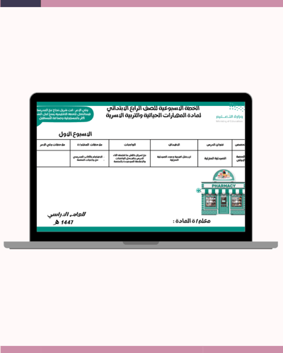 الخطة الاسبوعية للصف الرابع الابتدائي لمادة المهار...