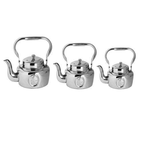 ابريق الدرعية سيفين و نخلة استيل الطقم 3 حبات