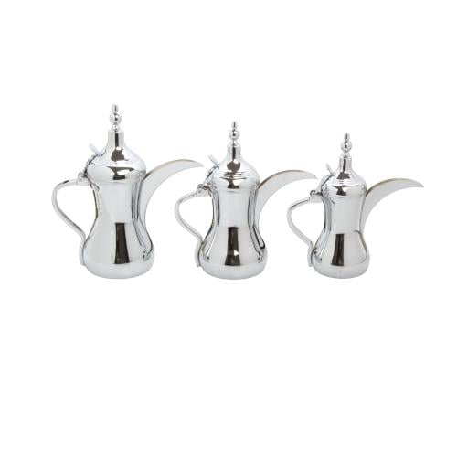 دلة رسلان طقم كبير 3 حبات فضي