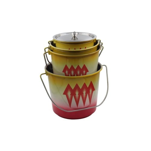 سطل استيل نقش غضار 4حبات الطقم