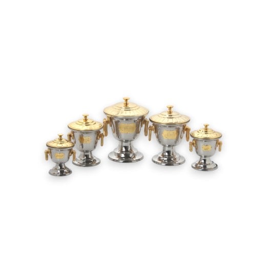 علب سكريات نجد غطا ذهبي و ذهبي 5 حبات الطقم