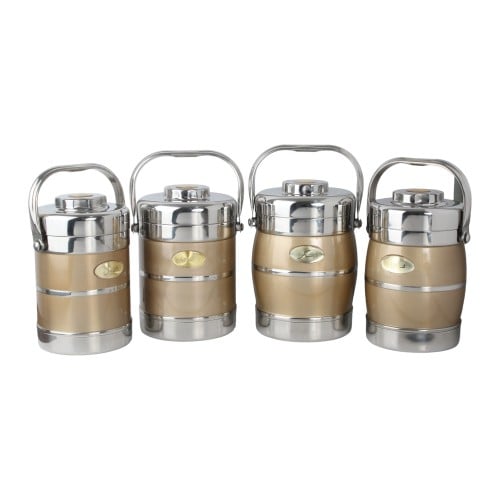 علب سكر و شاي 4 حبات لون نحاسي ستيل