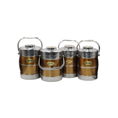 علب سكر و شاي 4 حبات لون نحاسي ستيل