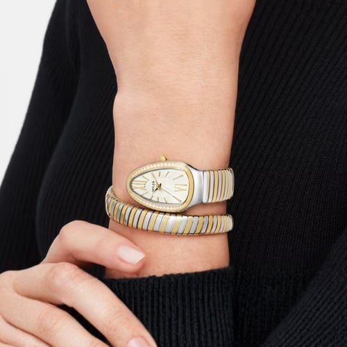 ساعة نسائية لفة ثعبان لونين مينا ابيض M10066