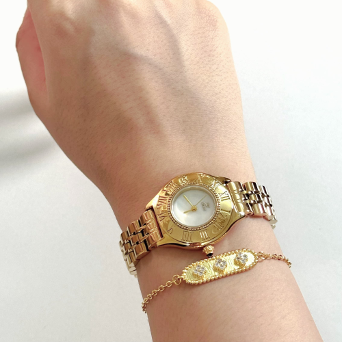 ساعة نسائية فاخرة بسير استيل ذهبي L0013