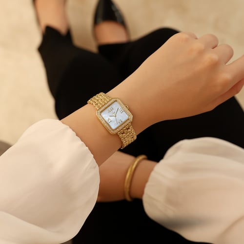ساعة نسائية فاخر بسير استيل ذهبي L0012