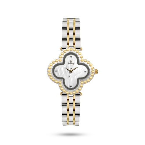 ساعة نسائية الوردة ستيل لونين مينا ابيض 2242⭐️