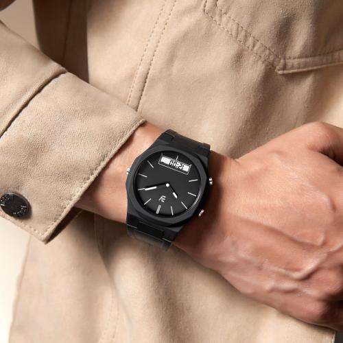 ساعة شبابية سير ربل اسود ومينا اسود EM052