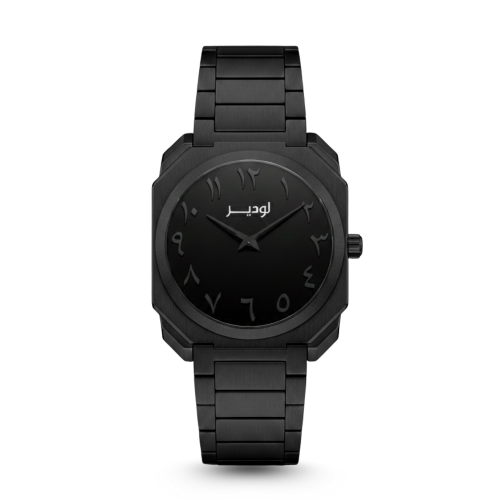 ساعة رجالية فاخرة ارقام عربية ستيل اسود LOD1206
