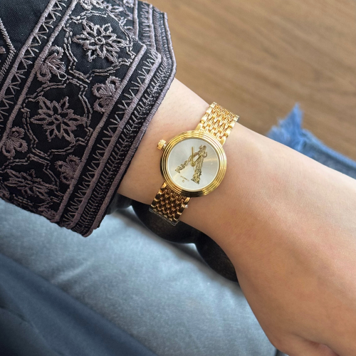 ساعة نسائيه ساحرة ذهبي مينا فضي 16-553