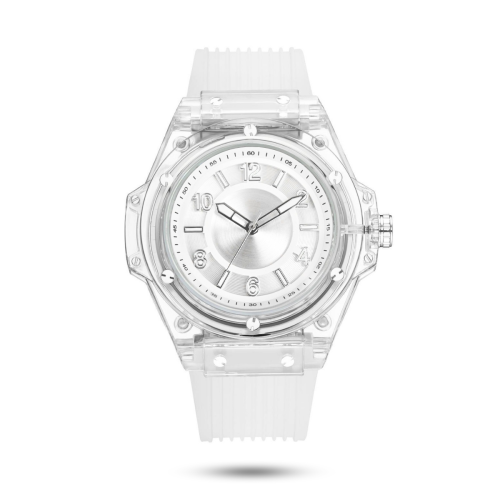 ساعة شفافة ارقام لون ابيض SF1045