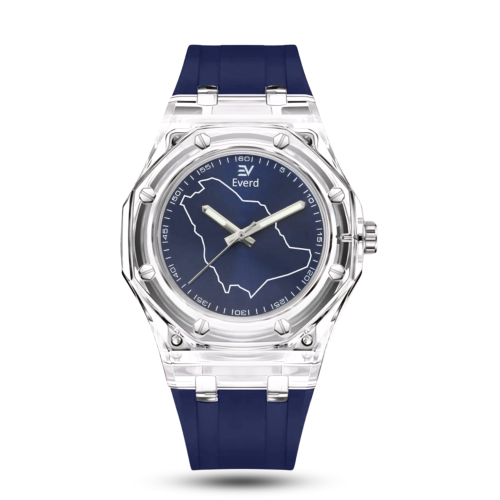 ساعة المملكة شفافة لون كحلي EV1021