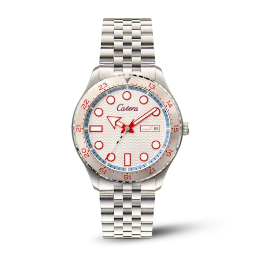 ساعة رجالية فاخرة بسيبر ستيل واطار احمر BSK58