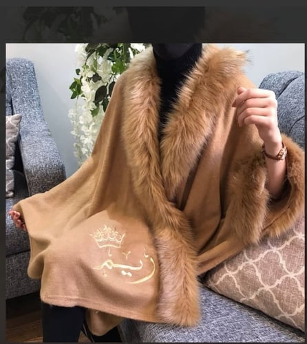 شال شتوي نسائي مطرز حسب طلب _سكارف