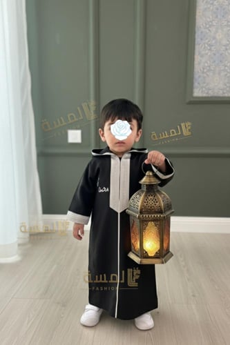 ثوب اطفال اول يوم من رمضاني جديد مغربي لون اسود