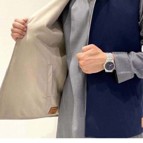 سديري رجالي دبل فيس لون كوحلي مع بيج