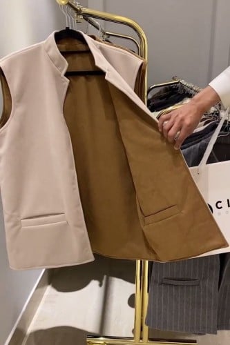 سديري شتوي دبل فيس ينلبس جهتين لون بيج مع جملي