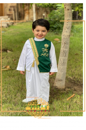 سديري اليوم الوطني اطفال ولادي مطرز بالاسم -اخضر /...