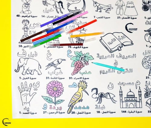 الحروف العربية في القران الكريم - سجادة تلوين قماش...
