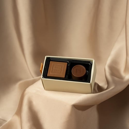 Beige Giveaways Box - 2 Pcs Chocolate - توزيعات بي...