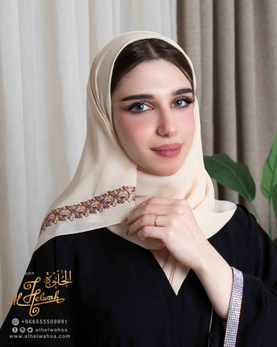 طرحة قماش ملكة ليزر مطرزة جنب 2م55xسم