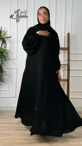 عباية سادة قصة كلوش كم مطاط قماش ندى ناعم بجيب مخف...