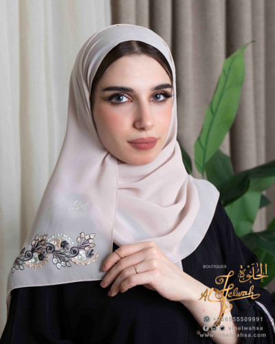 طرحة قماش ملكة ليزر مطرزة جنب 2م55xسم
