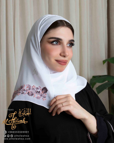 طرحة قماش ملكة ليزر مطرزة جنب 2م55xسم